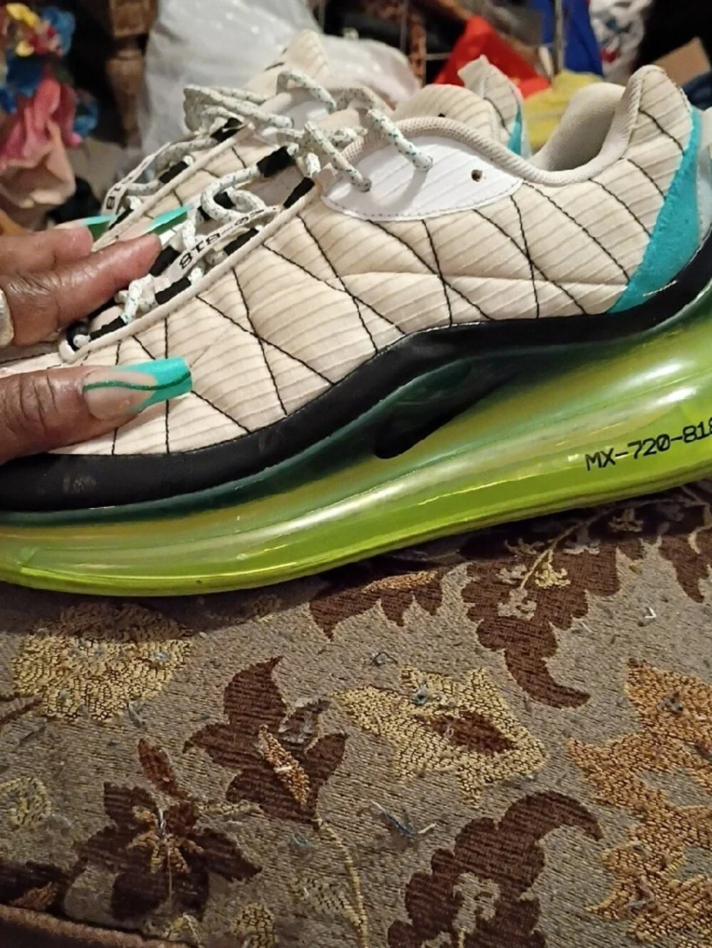 Nike Kids White Sneakers with Lime Green Accents